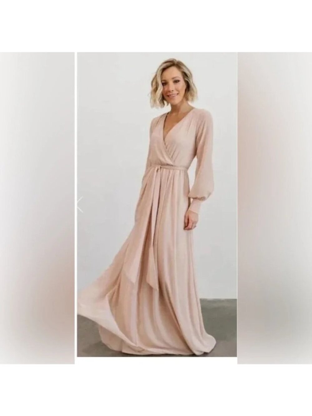 BALTIC BORN lydia dress nude pink XS bishop sleeve chiffon party bridesmaid maxi
